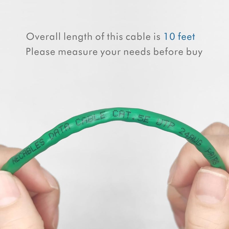 NECABLES CAT5E RJ11 Data Cable DSL Cable 10ft Heavy Duty High-Speed for DSL Modem UTP Compatible with ATT RJ11 6P4C Male to Male Green - 10 Feet - Image 4